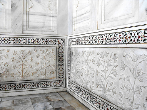 Decoración interior del Taj-Mahal en India
