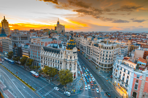 Vista aérea de la Gran Vía de Madrid