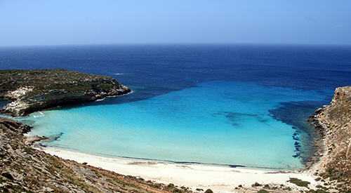 Playa en la isla de Lampedusa