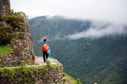 Senderista en Machu Picchu