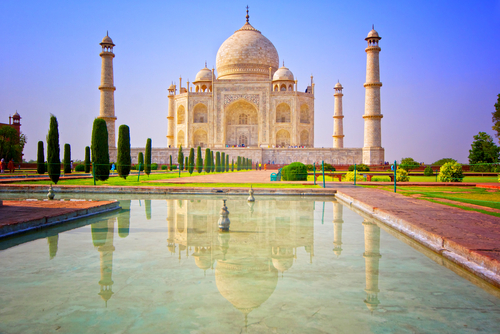 Vista del Taj Mahal en la India
