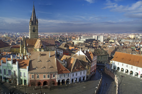 Vista de Sibiu en Transilvania