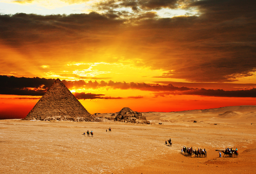Atardecer en las Pirámides de Giza
