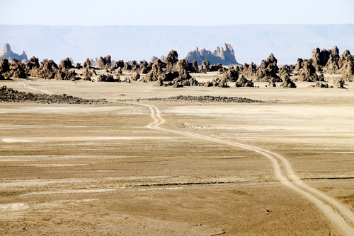 Paisaje lunar en el lago Abbé