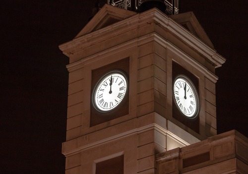 Reloj de la Puerta del Sol en Nochevieja