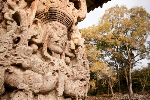 etalle de las ruinas de Copán en Honduras