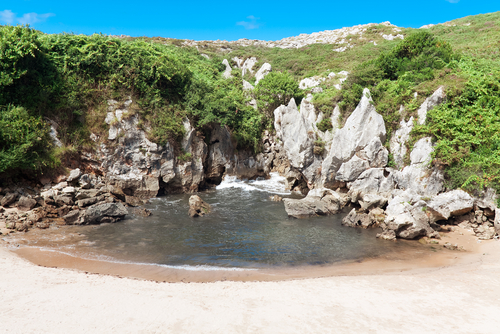 Playa de Gulpiyuri en Asturias
