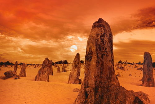 Puesta de sol en el desierto de los Pináculos