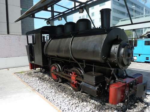Locomotora en el Museo del Ferrocarril de Asturias
