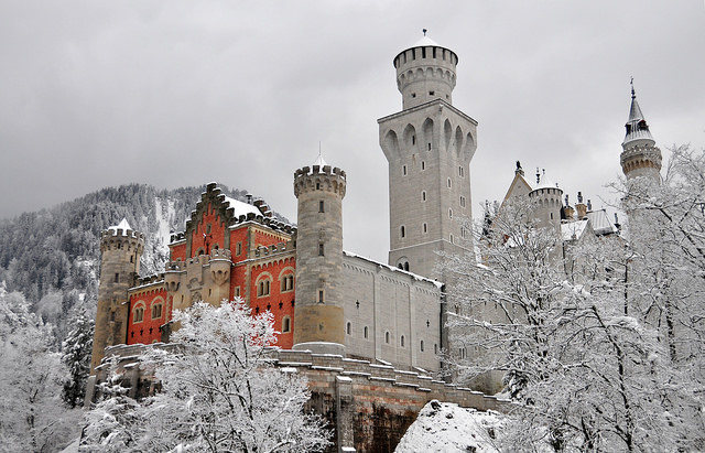Castillo de Neuschwantein nevado