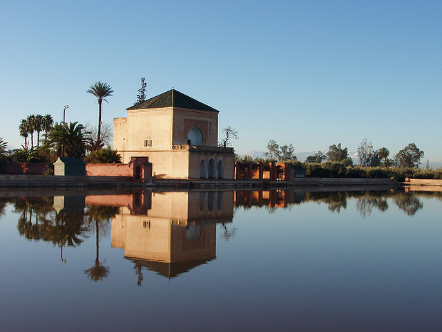 Jardines deMenara en la ciudad imperial de Marrakech