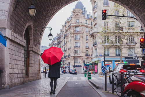 París con lluvia