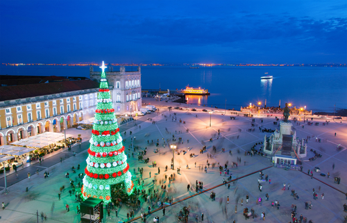 Plaza del Comercio de Lisboa en Navidad