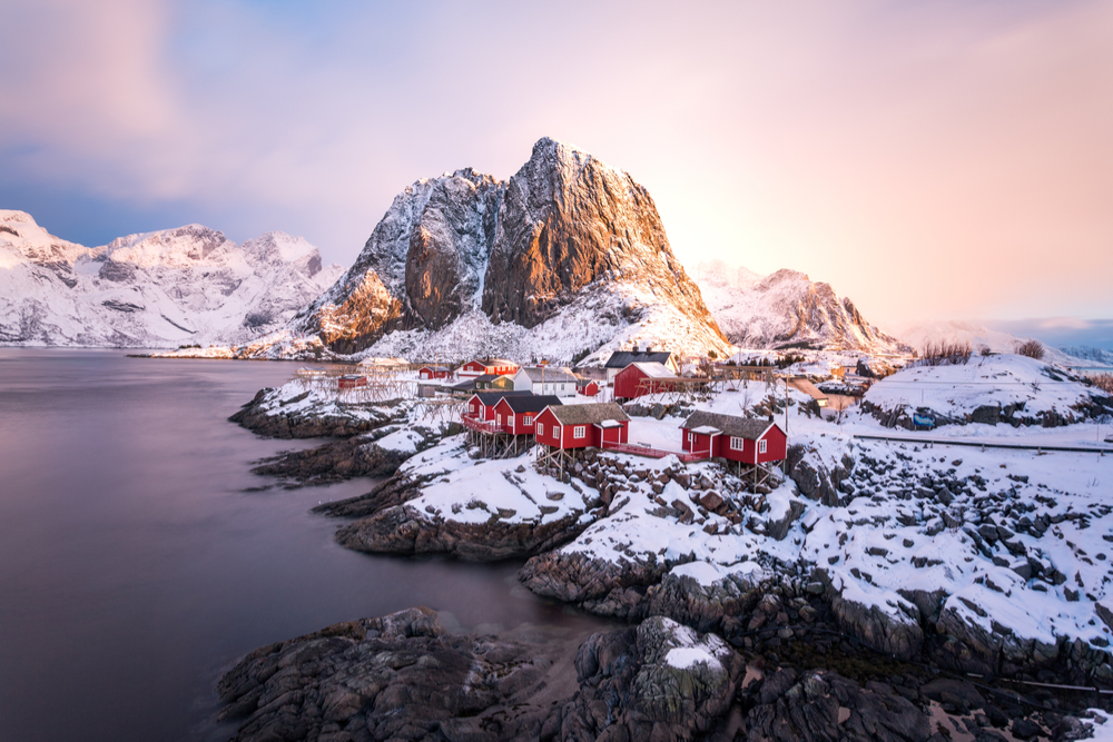 Paisaje invernal en las Islas Lofoten