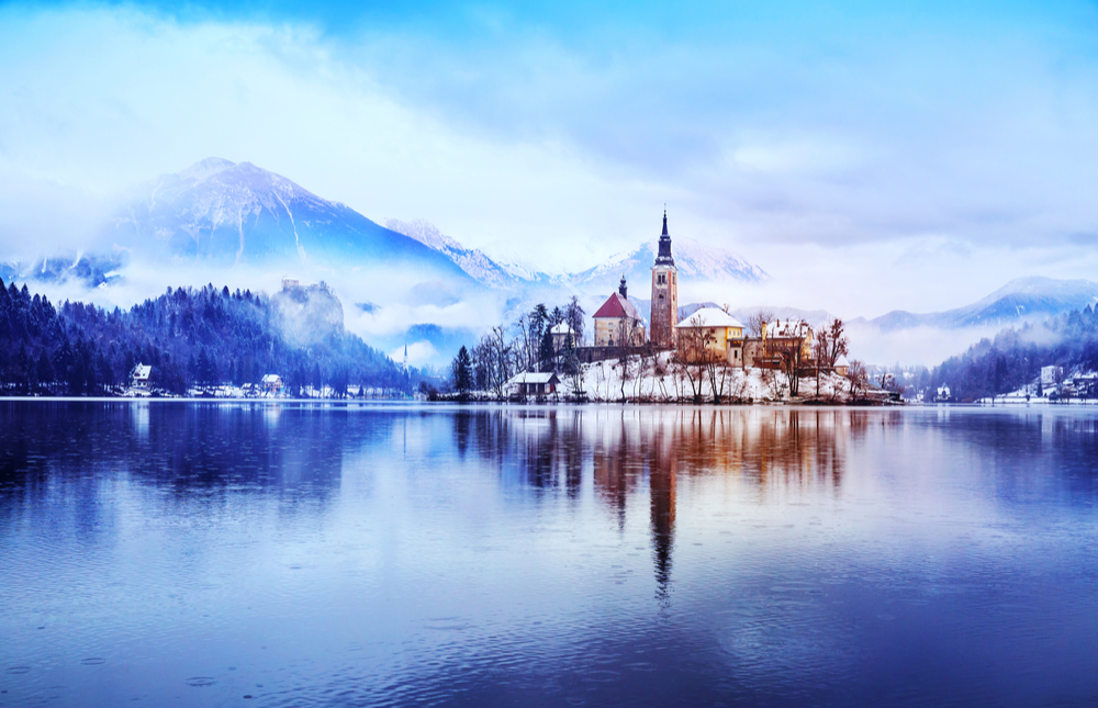 Lago Bled en invierno