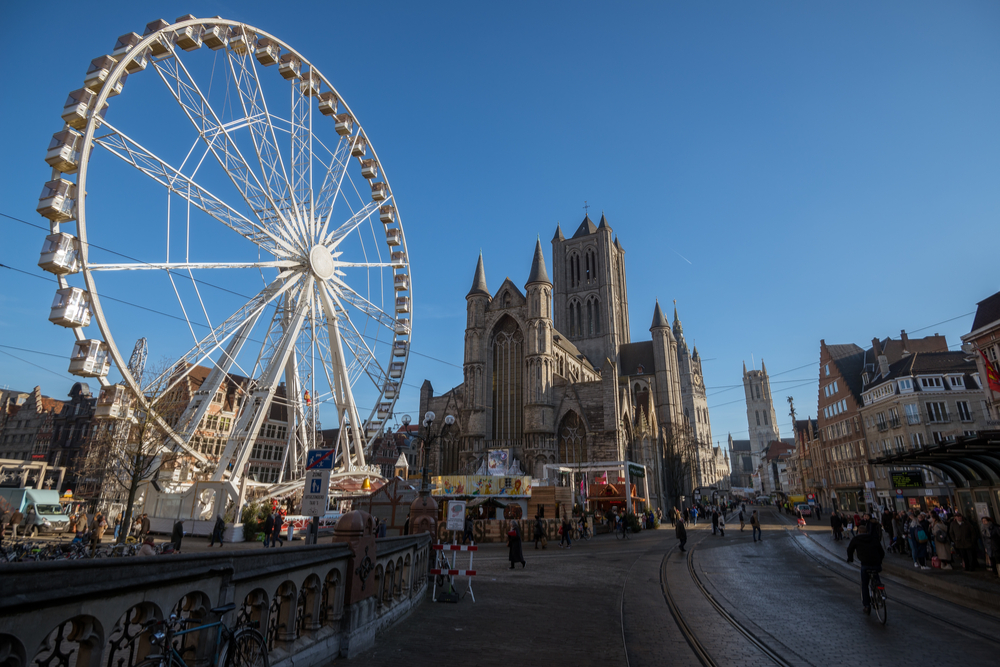 Navidad en Bélgica, noria en Gante