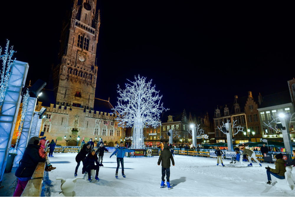 Navidad en Bélgica, pista de patinaje en Gante