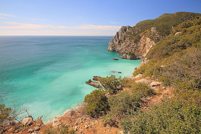 Mapa de Portugal: vista de la costa de Sesimbra