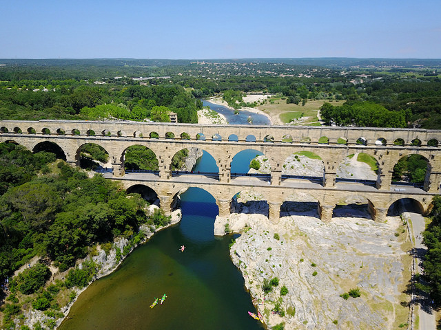 Vista aérea del puente de Gard