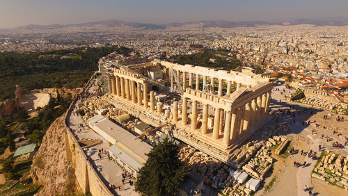 Vista aérea del Partenón de Atenas