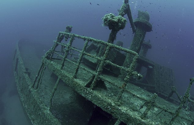 Barco hundido en Palamós