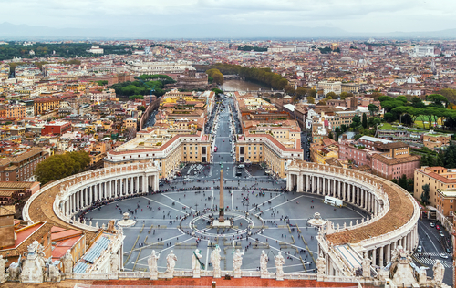 Vista desde la cúpula de la Basílica de San Pedro del Vaticano