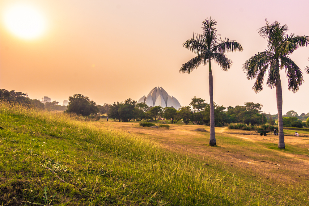Atardecer en el Templo de Loto en Delhi