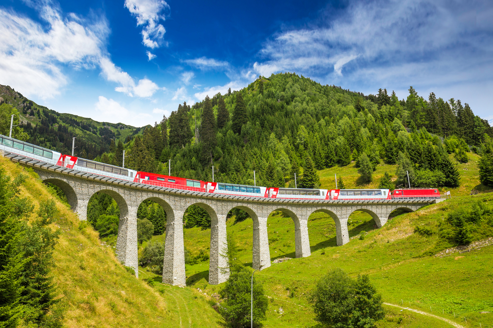 Tren del Interrail europeo en Suiza