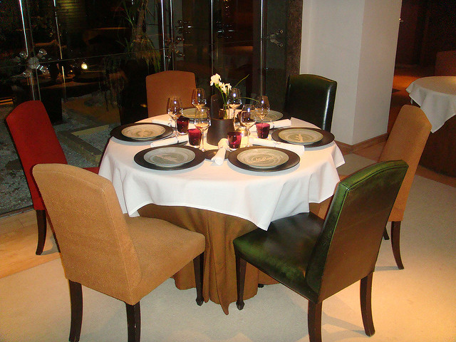 Mesa en el restaurante Santceloni de Madrid