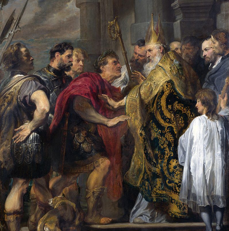 El emperador Teodosio y san Ambrosio de Van Dyck