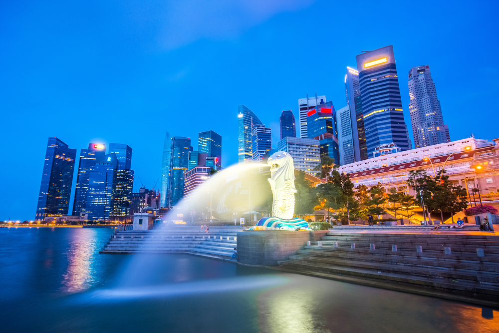 PArque Merlion por la noche