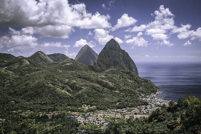 Soufriere en la isla de Santa Lucía