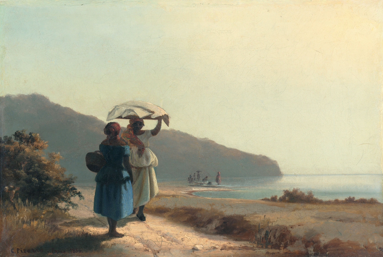 Mujeres junto al mar de Pissarro