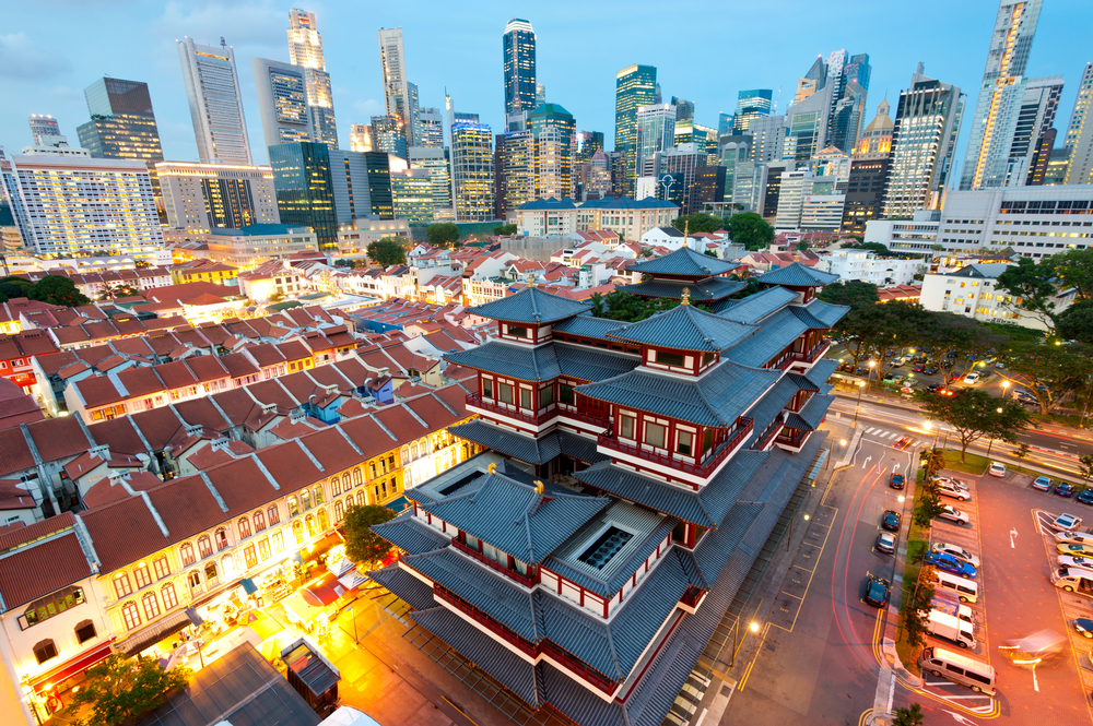 Vista del barrio de Chinatown en Singapur