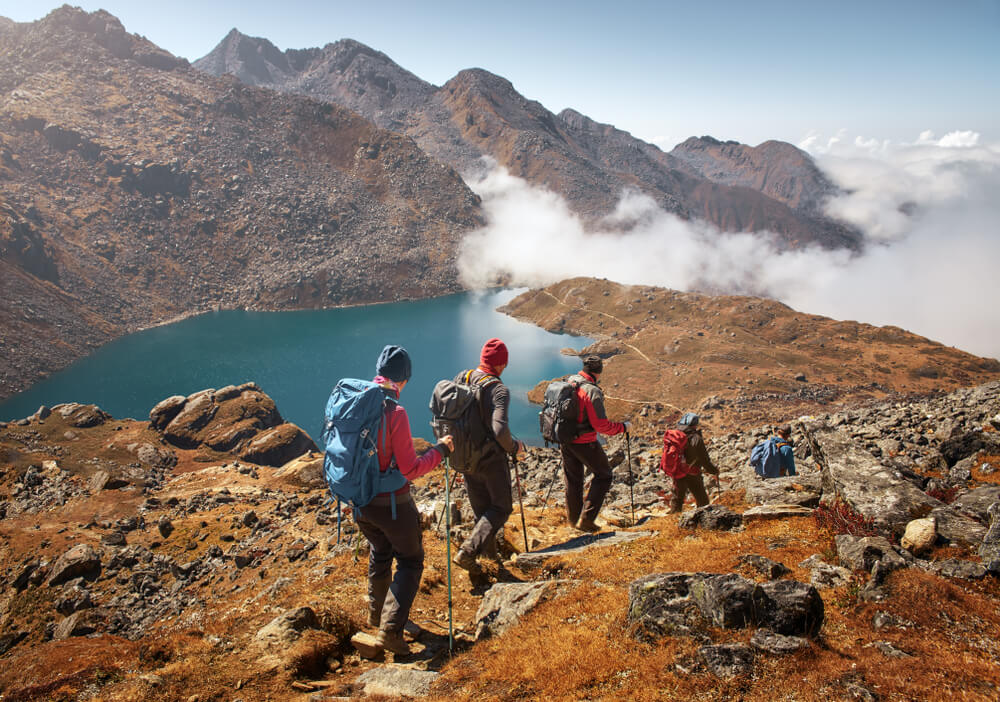 Senderistas en Langtan, Nepal
