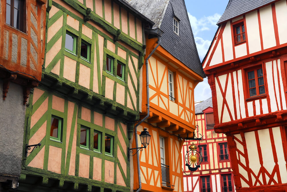 Casas típicas de Vannes en la Bretaña