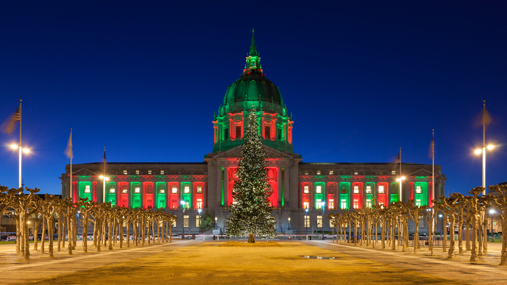 Ayuntamiento de San Francisco en Navidad