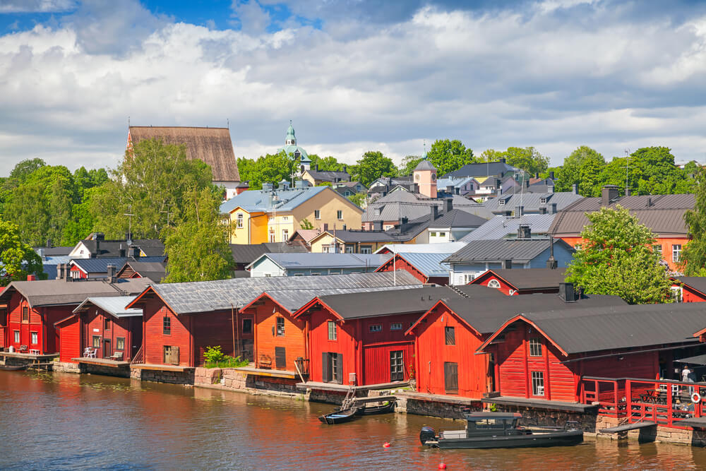 Casas típicas en Porvoo, Finlandia