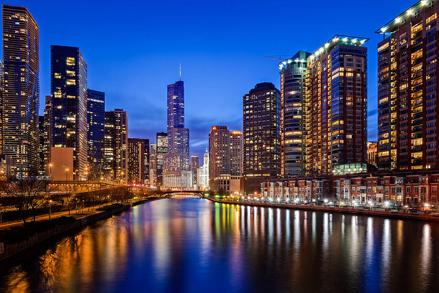 Downtown Chicago por la noche