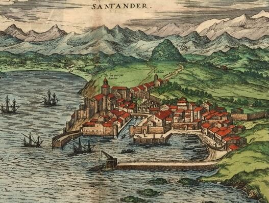 Dibujo de la capital de Cantabria en la Edad Media