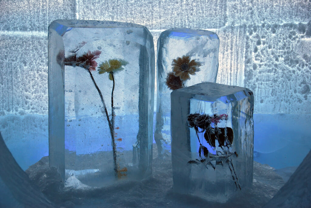 Decoración de un hotel de hielo en la Laponia noruega 