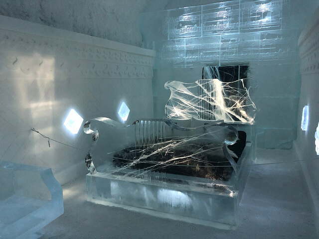 Habitación de un hotel de hielo