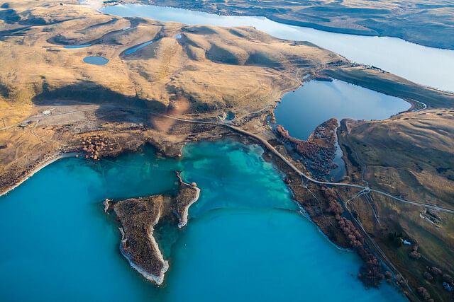 Vista aérea de Lago Tekapo