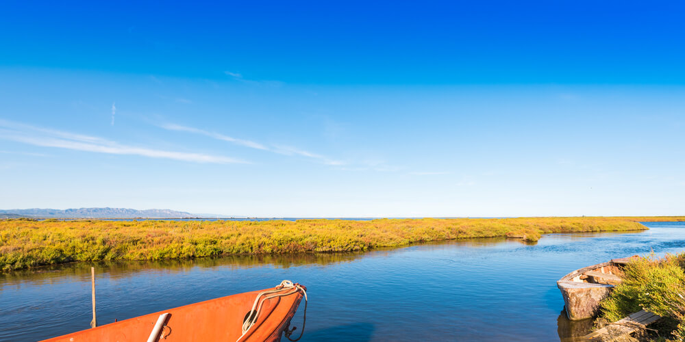 Barco en el delta del Ebro