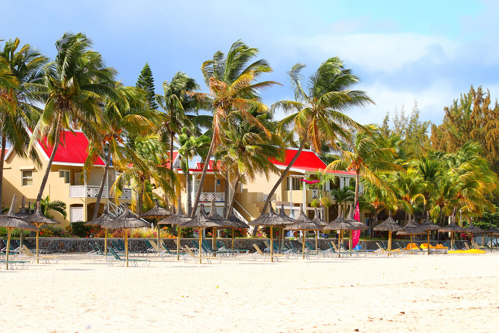 Casetas en la playa de Flic en Flac