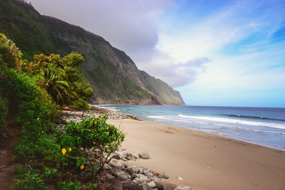 Playa en la península de Kalaupapa