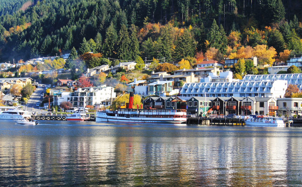 Vista del muelle de Queenstown