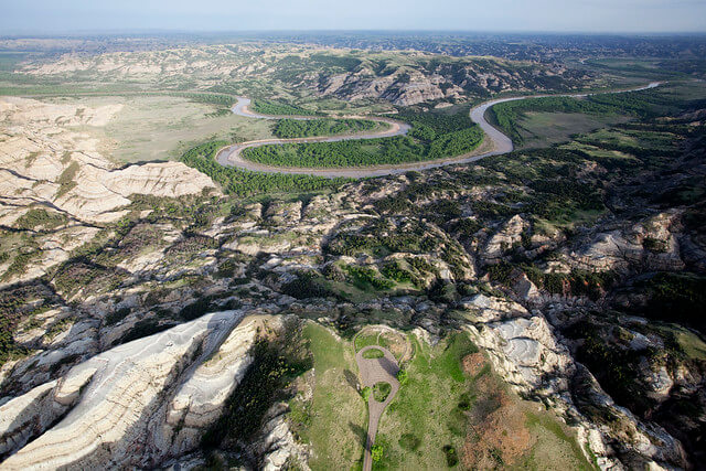 Vista aérea del Parque nacional Theodore Roosevelt