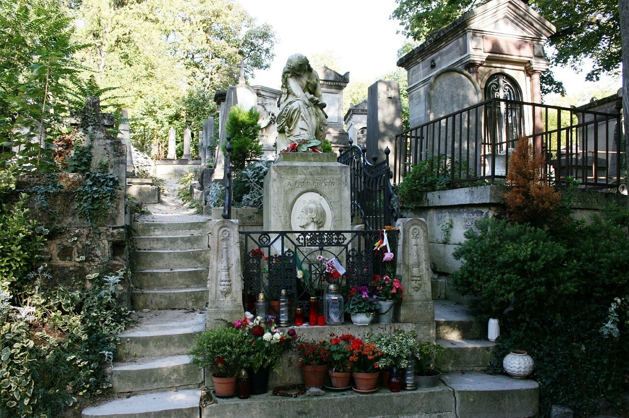 Tumba de Chopin en el cementerio Pere Lachaise de París