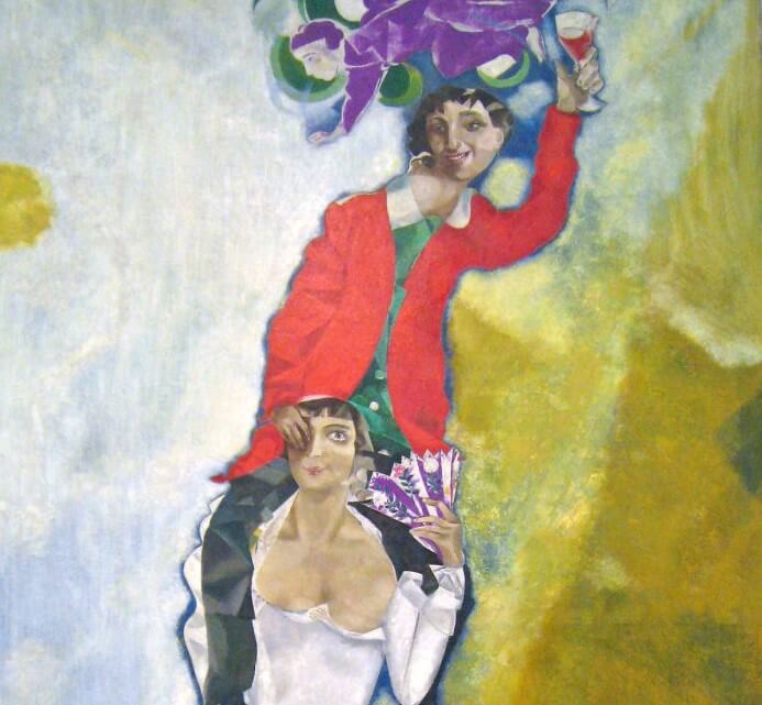 Detalle de "Doble retrato con copa de vino"